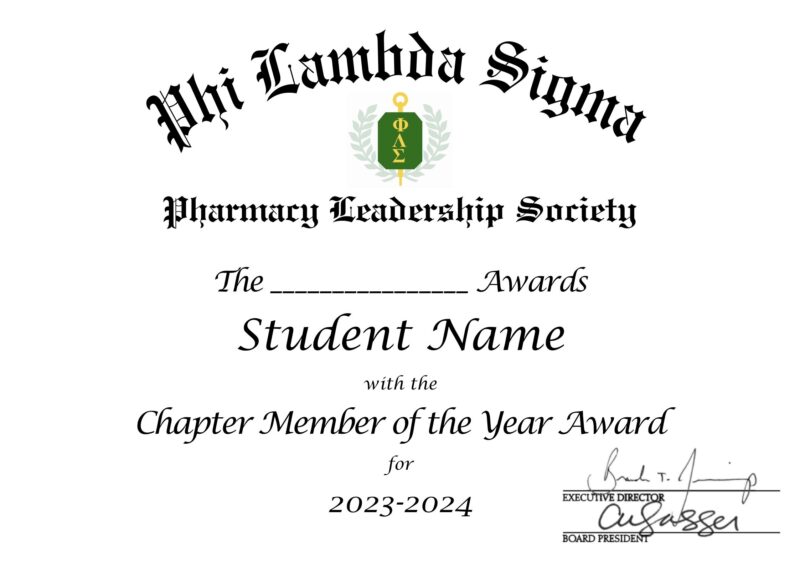 Chapter Member of the Year Award Certificate (Mailed)